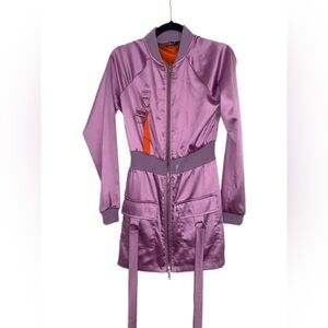 Capsul Women's Lavender Purple Satin Bomber Jacket‎ Dress Size Small